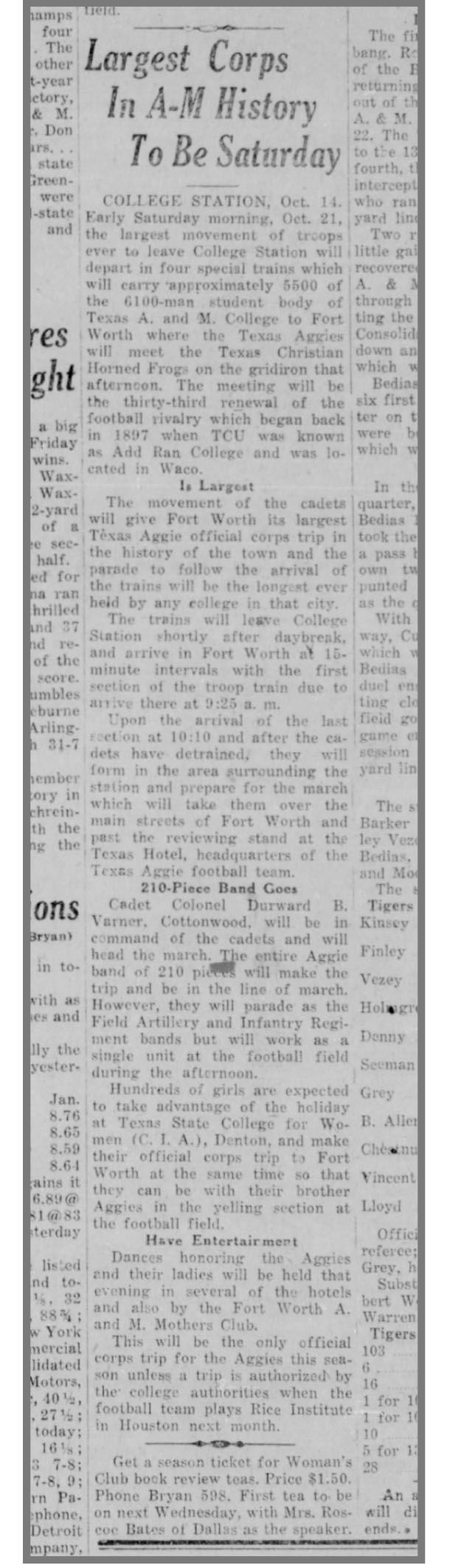 The Eagle Archives: October 14. 1939